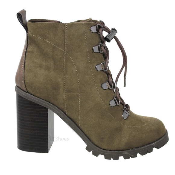Qupid Shoes - Chunky Platform Combat boots green